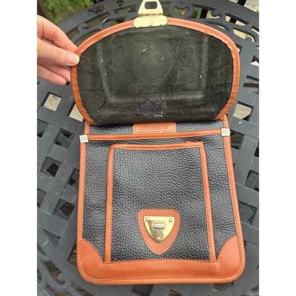 Vintage Dooney & Bourke All Weather Leather Satchel Black Tan Trim USA READ - Picture 4 of 9